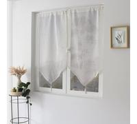 ED ENJOY HOME Paire de vitrages Blanc 60x90cm, Passe Tringle, Lin et Polyester, Protège des Regards extérieurs, pour Chambre et Salon