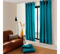 Paris Prix – Rideau Panama avec œillets argentés 135x240 cm 100% coton Oeko-TEX Bleu Canard