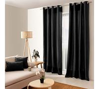 ED ENJOY HOME Rideau avec Œillets argentés, 135x240cm, Noir, 100% Coton, Tissu Certifié Oeko-TEX, Collection Panama