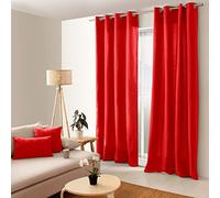Enjoy Rideau Panama œillets argentés 135x240 cm 100% coton Oeko‑TEX Rouge