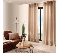 ED ENJOY HOME Rideau Décoratif à Œillets argentés, 140x240 cm, Beige Naturel, 100% Polyester, Satiné, Collection Basic