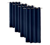 ED ENJOY HOME Rideau Décoratif à Œillets argentés, 140x240 cm, Bleu Marine, 100% Polyester, Satiné, Collection Basic (Lot de 4)