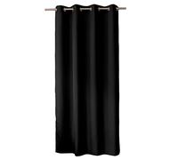 ED ENJOY HOME Rideau Décoratif à Œillets argentés, 140x240 cm, Noir, 100% Polyester, Satiné, Collection Basic