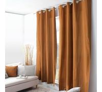 ED ENJOY HOME Rideau Décoratif pour la Maison Salon et Chambre, Facile à Poser avec Œillets, Taille Standard 140x240 cm, Orange Café, en Coton, Collection Cambria