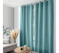 ED ENJOY HOME Rideau Décoratif pour la Maison Salon et Chambre, Facile à Poser avec œillets, Taille Standard 140x240 cm, Bleu Glacier, en Coton, Collection Cambria