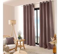 ED ENJOY HOME Rideau Obscurcissant Fileté avec Œillets, 135x240cm, Marron Vison, 100% Polyester, Collection Floppy