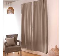 ED ENJOY HOME Rideau Occultant, Passe Tringle, Beige Naturel, 90x210cm, 100% Polyester, Tissu Certifié Oeko-TEX, Collection Réglisse