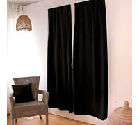 ED ENJOY HOME Rideau Occultant, Passe Tringle, Noir, 90x210cm, 100% Polyester, Tissu Certifié Oeko-TEX, Collection Réglisse