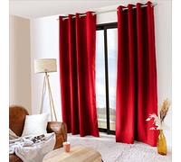 ED ENJOY HOME Rideau Thermique Occultant avec Œillets, Rouge, 140x240cm, 100% Polyester, Tissu satiné, Doublure Polaire, Collection Glacier
