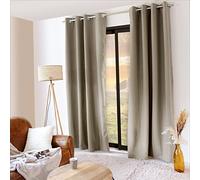 ED ENJOY HOME Rideau Thermique Occultant Beige Naturel 135×240 cm, Œillets Métal, Anti-Chaleur, Anti-Froid, pour Chambre et Salon
