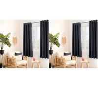 ED ENJOY HOME Rideau Thermique Occultant Gris Foncé 135×180 cm, Œillets Métal, Anti-Chaleur, Anti-Froid, pour Chambre et Salon (Lot de 2)