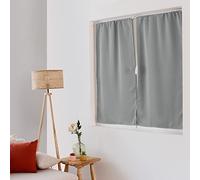 ED ENJOY HOME Rideau Vitrage Occultant, Passe Tringle, Gris Clair, 60x120cm, 100% Polyester, Tissu Certifié Oeko-TEX, Collection Réglisse