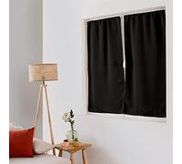 Vitrage occultant uni noir - Taille: 60x120cm - Coloris: Noir