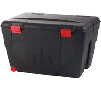 EDA Malle de rangement Trafic 200 L – Grande à roulettes avec couvercle Rouge/Noir