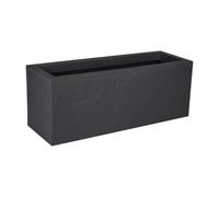 EDA - Balconnière Volcania'Up 25 L - Décor Imitation Pierre - Simple Paroi avec Colerette Trompe-l'oeil - Zone de Rétention d'eau pour Limiter l'Arrosage - 59 x 19,5 x 22,8 cm - Gris Anthracite