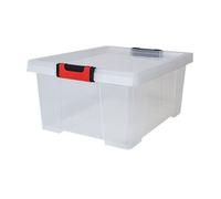 EDA Boîte de rangement solide Clipstock 30 L – avec couvercle, poignées Soft Touch, empilable