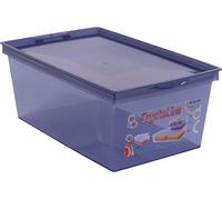 EDA Boîte de Rangement Plastique Crystaline 6 l - Bleu Profond