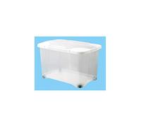 EDA Coffre de rangement Clip'Box 40 L - avec couvercle et roulettes - Naturel