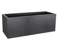 EDA - Jardinière Basalt'Up 57 L - Décor Imitation Béton - Simple Paroi - Zone de Rétention d'eau - 79,5 x 29,5 x H.29,5 cm - Gris Anthracite