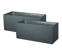 EDA Lot de 2 Jardinières Graphit - 99,5 x 39 x 43 cm - 97,6 L - Gris anthracite