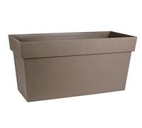 EDA - Muret Toscane 80 cm - Jardinière à roulettes - Volume 74 L - avec Réserve d'eau et Grille Filtrante + Goulotte d'Arrosage - 79 x 35 x H. 39 cm - Taupe