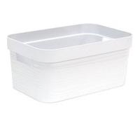 EDA PLASTIQUE Boite de rangement - 6 L - Decor Stone - Dimensions : 29,2 x 18,8 x 13,2 cm - Blanc Ceruse Blanc G