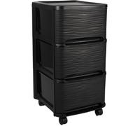 Tour de rangement en plastique moderne 3 tiroirs - Noir