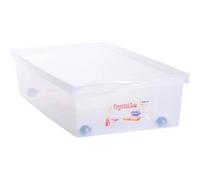 EDA PLASTIQUE Coffre de rangement dessous de lit 33 L avec roulettes - Naturel - 72,7 x 39,5 x 17 cm