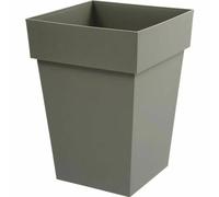 EDA Pot de fleur mi‑haut Toscane carré 51 L 39×39×53 cm Taupe – intérieur/extérieur, rétention eau