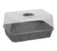 EDA - Mini Serre de Culture Veg&Table - 5,7 L - Taille M - Couvercle avec Système d'Aération Inclus - Plateau pour Semis - 38 x 25,5 x H. 19 cm - Gris Anthracite