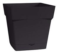 EDA Plastiques Pot Toscane carré avec Soucoupe clipsée 13641 BR.T SX6 Taupe 17,4 x 17,4 x 17 cm