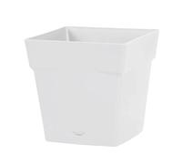 EDA Plastiques Pot Toscane carré avec Soucoupe clipsée 13642 BL SX6 Blanc 24,8 x 24,8 x 24,4 cm