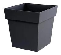 EDA - Pot de Fleurs Carré TOSCANE 38 L - Zone de Rétention d'Eau - Usage Intérieur ou Extérieur - 39 x 39 x 39 cm - Gris anthracite