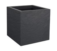 Pot de fleurs Carré 30 cm - EDA - Volcania Up - 21 L - Intérieur/Extérieur -Décor Pierre- 29,5 x 29,5 x H. 29,5 cm - Gris Anthracite