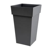 EDA – Pot de fleurs carré haut Toscane – 62 L – 39 x 39 x H.65 cm – Gris anthracite