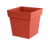 EDA - Pot de Fleur Carré Toscane 50 cm - 87 L - Intérieur & Extérieur - Zone de rétention d'eau pour Limiter l'Arrosage - Plastique Recyclé - 49,5 x 49,5 x H. 52,5 cm - Orange Terre Battue