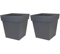 EDA - Pot de Fleur Carré Toscane 50 cm - Volume 87 L - 49,5 x 49,5 x H.52,5 cm - Gris Anthracite (Lot de 2)