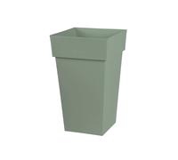 EDA – Pot de fleurs carré haut Toscane – 62 L, 39×39×H65 cm – Vert laurier – Intérieur/Extérieur