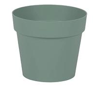 EDA - Pot de Fleur Rond Toscane Ø 14 cm - Intérieur & Extérieur - Zone de rétention d'eau pour Limiter l'Arrosage - Plastique Recyclé - 1,1 L - Ø 13,5 cm x H.11,7 cm - Vert Laurier