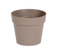 EDA - Pot de Fleur Rond TOSCANE Ø 14 cm - Intérieur & Extérieur - Zone de rétention d'eau pour limiter l'Arrosage - Plastique Recyclé - 1,1 L - Ø 13,5 cm x H.11,7 cm - Taupe