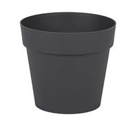 EDA - Pot de Fleur Rond Toscane Ø 15 cm - 1,6 L - Intérieur & Extérieur - Zone de rétention d'eau pour Limiter l'Arrosage - Plastique Recyclé - Ø 15,3 x H.13,7 cm - Gris Anthracite