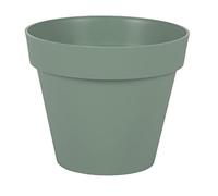 EDA - Pot de Fleur Rond Toscane Ø 20 cm - 3 L - Intérieur & Extérieur - Zone de rétention d'eau pour Limiter l'Arrosage - Plastique Recyclé - Ø 20 x H.17 cm - Vert Laurier