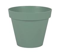 EDA - Pot de Fleur Rond Toscane Ø 25 cm - 6 L- Intérieur & Extérieur - Zone de rétention d'eau pour Limiter l'Arrosage - Plastique Recyclé - Ø 25 x H.21 cm - Vert Laurier