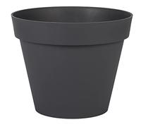 EDA - Pot de Fleur Rond Toscane Ø 30 cm - 10 L - Intérieur & Extérieur - Zone de rétention d'eau pour Limiter l'Arrosage - Plastique Recyclé - Ø 29,5 x H.24 cm - Gris Anthracite