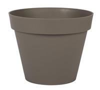 EDA - Pot de Fleur Rond Toscane Ø 30 cm - 10 L - Intérieur & Extérieur - Zone de rétention d'eau pour Limiter l'Arrosage - Plastique Recyclé - Ø 29,5 x H.24 cm - Taupe