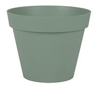 EDA - Pot de Fleur Rond Toscane Ø 30 cm - 10 L - Intérieur & Extérieur - Zone de rétention d'eau pour Limiter l'Arrosage - Plastique Recyclé - Ø 29,5 x H.24 cm - Vert Laurier