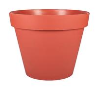EDA - Pot de Fleur Rond Toscane Ø 30 cm - 10 L - Intérieur & Extérieur - Zone de rétention d'eau pour Limiter l'Arrosage - Plastique Recyclé - Ø 29,5 x H.24 cm - Orange Terre Battue