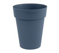 EDA - Pot de Fleur Vase Mi-Haut Toscane Ø 44 cm - 50 L - Intérieur & Extérieur - Zone de rétention d'eau pour Limiter l'Arrosage - Plastique Recyclé - Ø 44 x H.53 cm - Bleu Jean