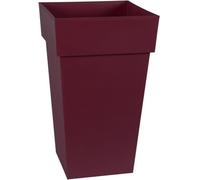 EDA Pot de fleurs carré haut TOSCANE - volume 62 L - 39 x 39 x H.65 cm - rouge bourgogne