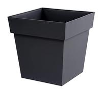 EDA - Pot de Fleurs Carré TOSCANE 38 L - Zone de Rétention d'Eau - Usage Intérieur ou Extérieur - 39 x 39 x 39 cm - Gris anthracite